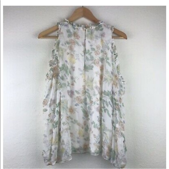 - Giusy made in Italy cold shoulder silk floral top L - Picture 3 of 6